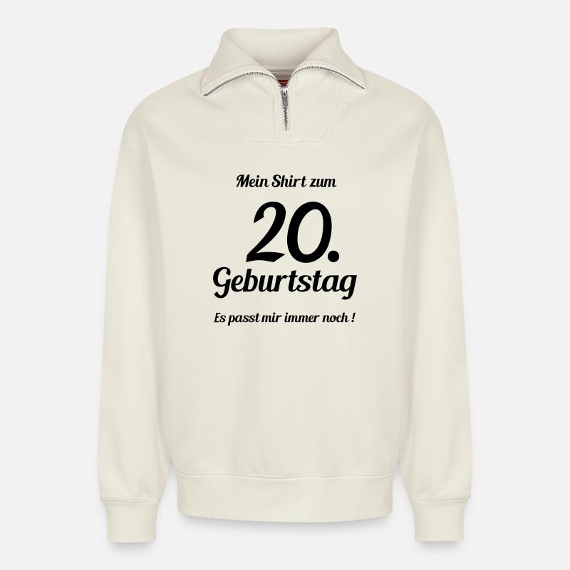 Passt seit 20 - Relaxed Unisex Organic Half Zip Sweatshirt – von SPREAD - Naturweiß