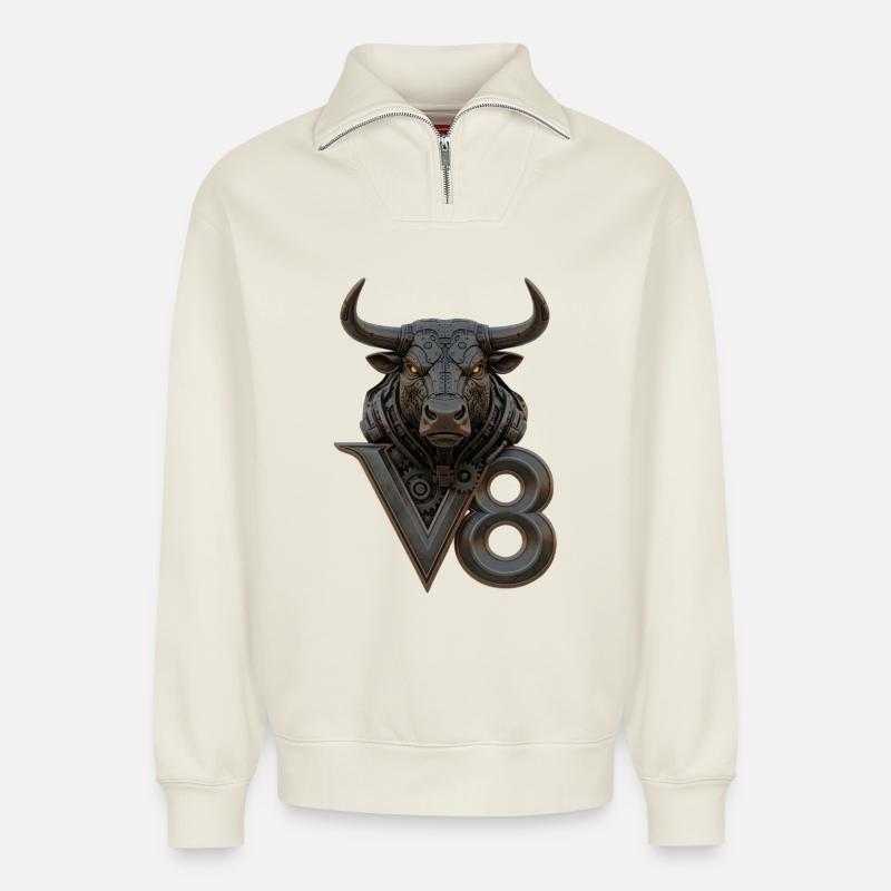 V8 - Relaxed Unisex Organic Half Zip Sweatshirt – von SPREAD - Naturweiß