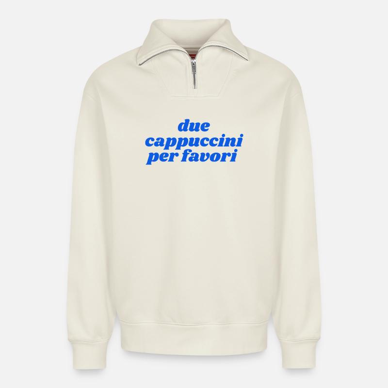 due cappuccini per favori - Relaxed Unisex Organic Half Zip Sweatshirt – von SPREAD - Naturweiß
