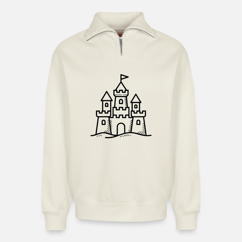 Sandburg - Relaxed Unisex Organic Half Zip Sweatshirt – von SPREAD - Naturweiß
