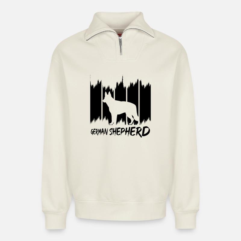 German Shepherd - Relaxed Unisex Organic Half Zip Sweatshirt – by SPREAD - off white