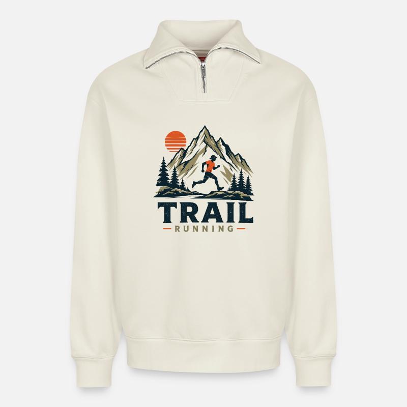 Trailrunning - Relaxed Unisex Organic Half Zip Sweatshirt – von SPREAD - Naturweiß