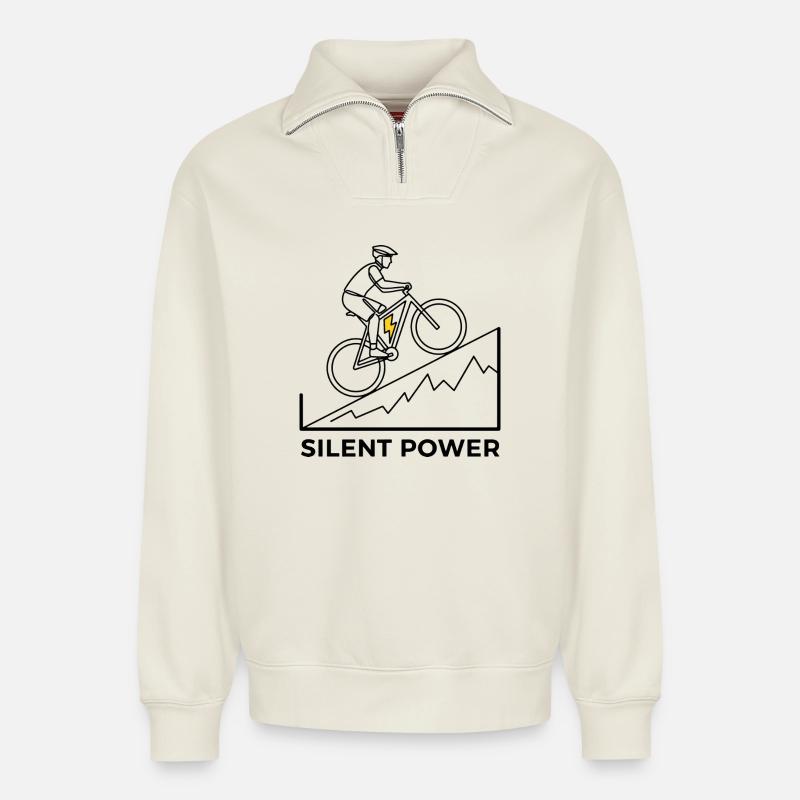 Montée éclair - Sweat unisexe décontracté en coton biologique à demi-zip – de SPREAD - blanc cassé