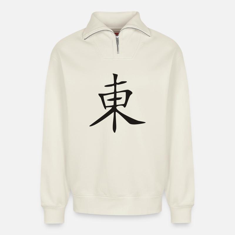 Osten - Relaxed Unisex Organic Half Zip Sweatshirt – von SPREAD - Naturweiß