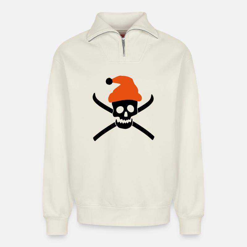 ski - Relaxed Unisex Organic Half Zip Sweatshirt – by SPREAD - off white