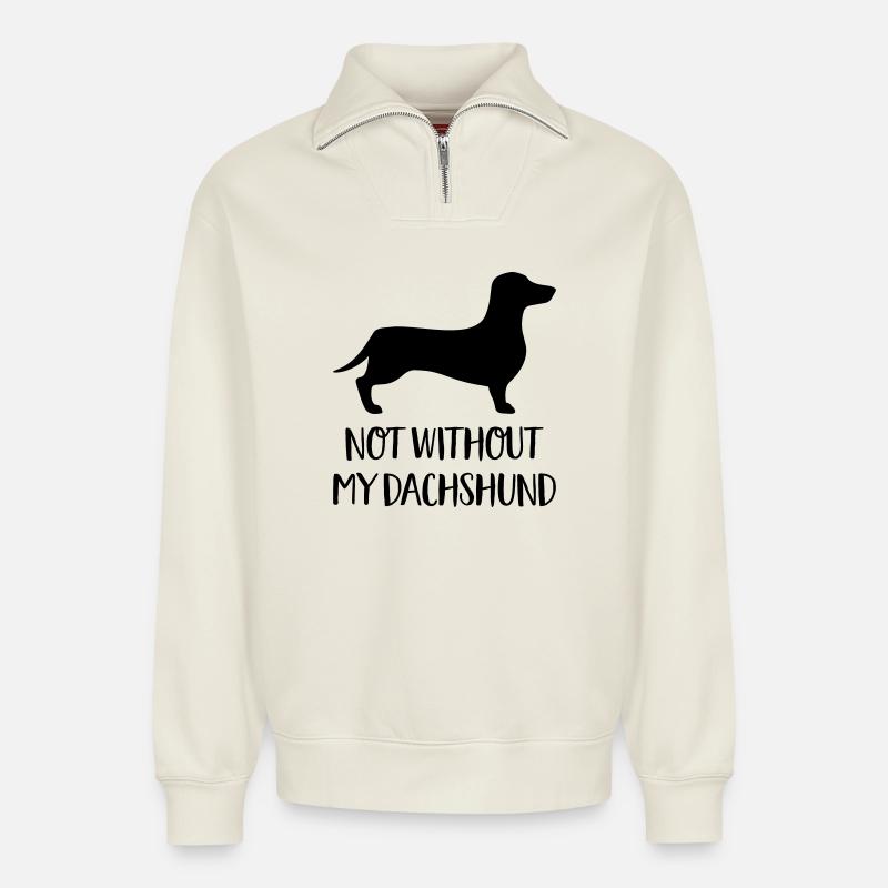 Dackel - Relaxed Unisex Organic Half Zip Sweatshirt – von SPREAD - Naturweiß