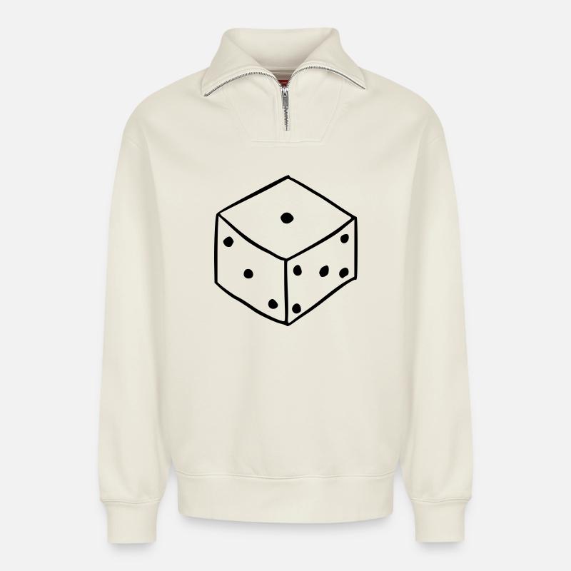 Würfel - Relaxed Unisex Organic Half Zip Sweatshirt – von SPREAD - Naturweiß