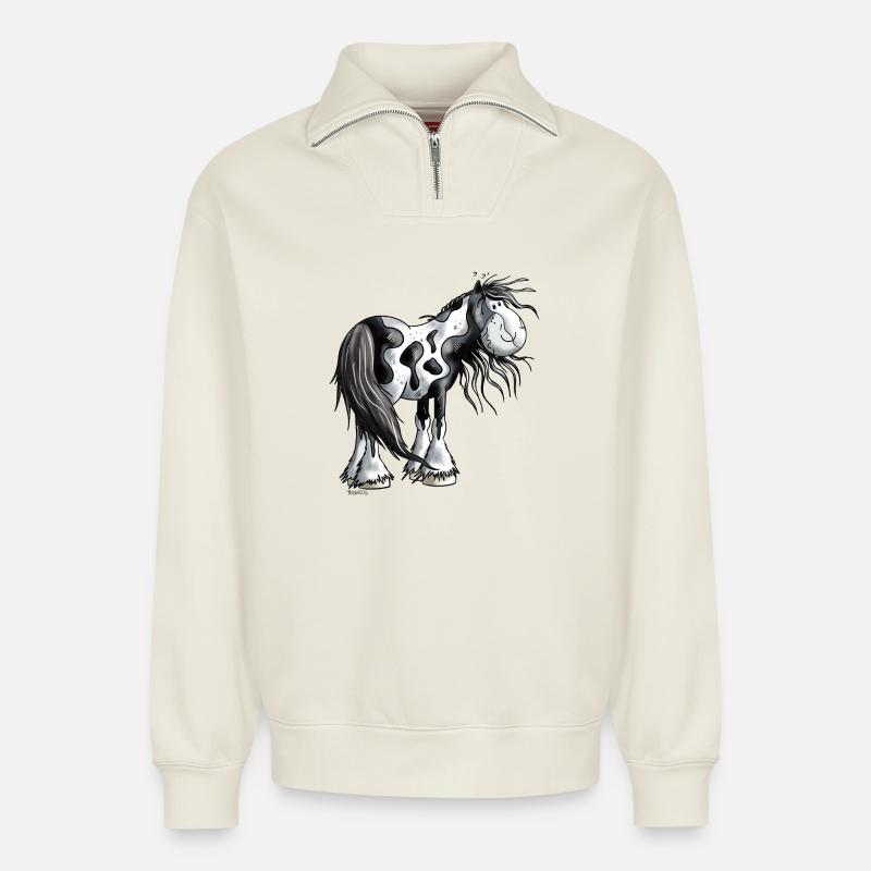 Irish Tinker - Sweat unisexe décontracté en coton biologique à demi-zip – de SPREAD - blanc cassé