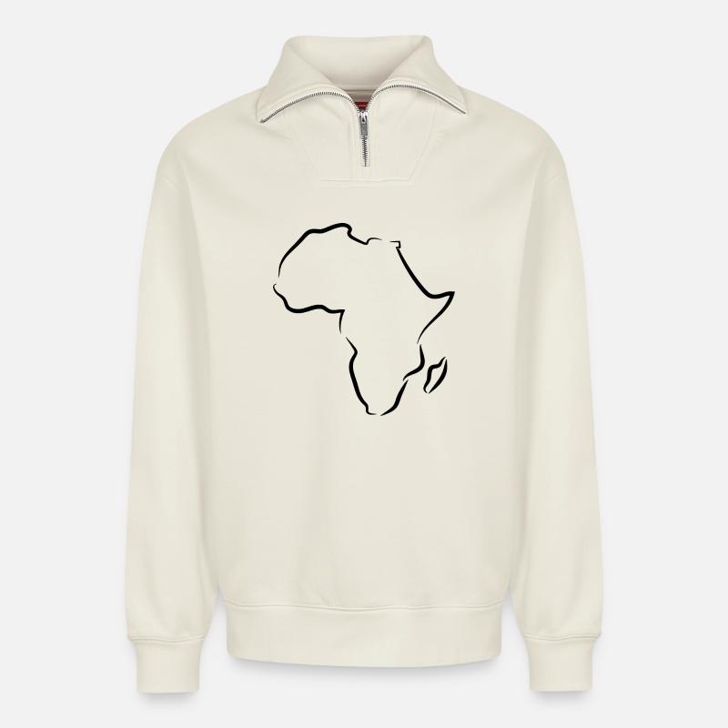 Afrika-Übersicht - Relaxed Unisex Organic Half Zip Sweatshirt – von SPREAD - Naturweiß