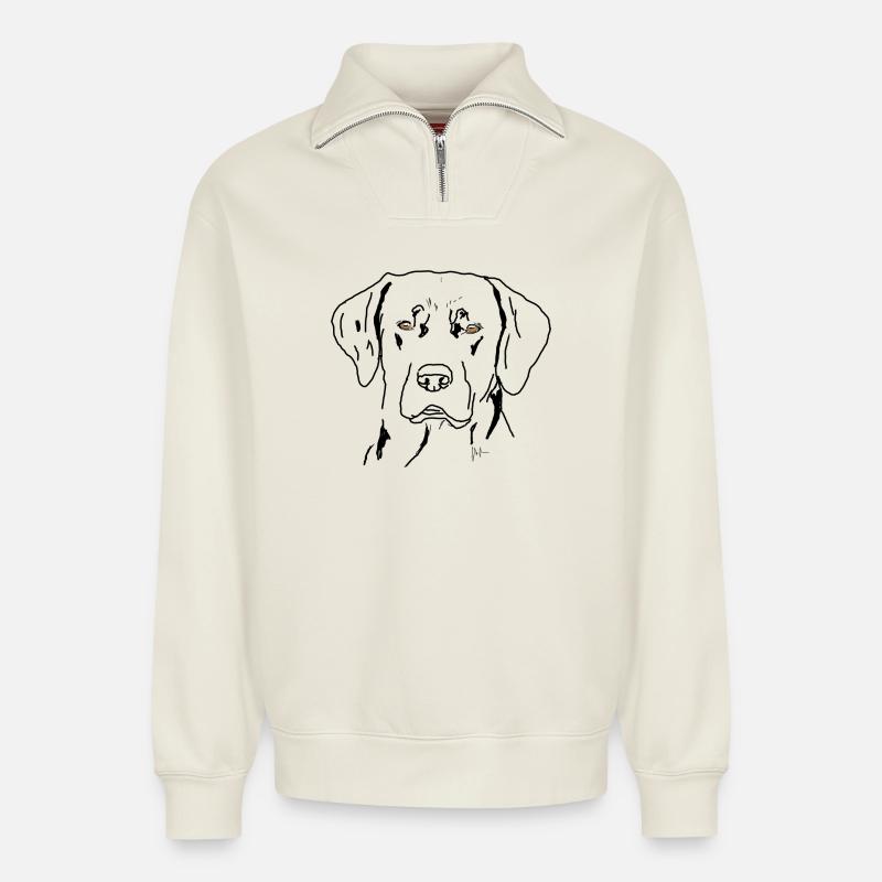 Labrador - Relaxed Unisex Organic Half Zip Sweatshirt – von SPREAD - Naturweiß