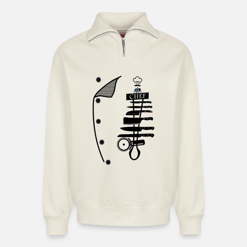 Küchenchef - Relaxed Unisex Organic Half Zip Sweatshirt – von SPREAD - Naturweiß