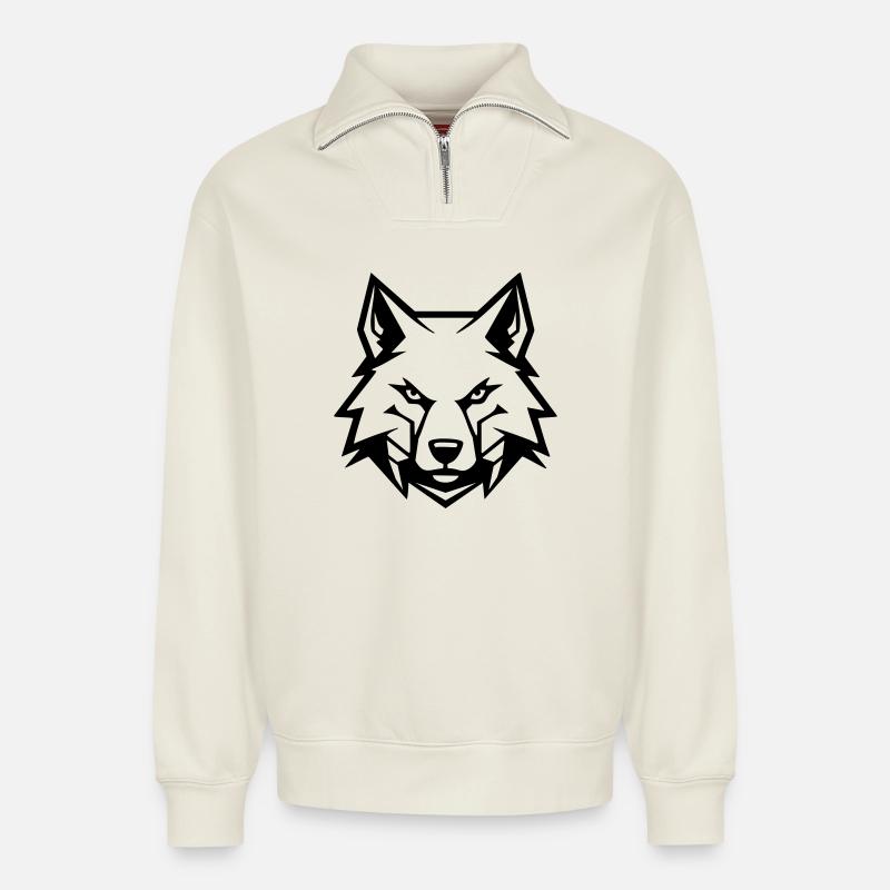 Bad Wolf - Relaxed Unisex Organic Half Zip Sweatshirt – by SPREAD - off white