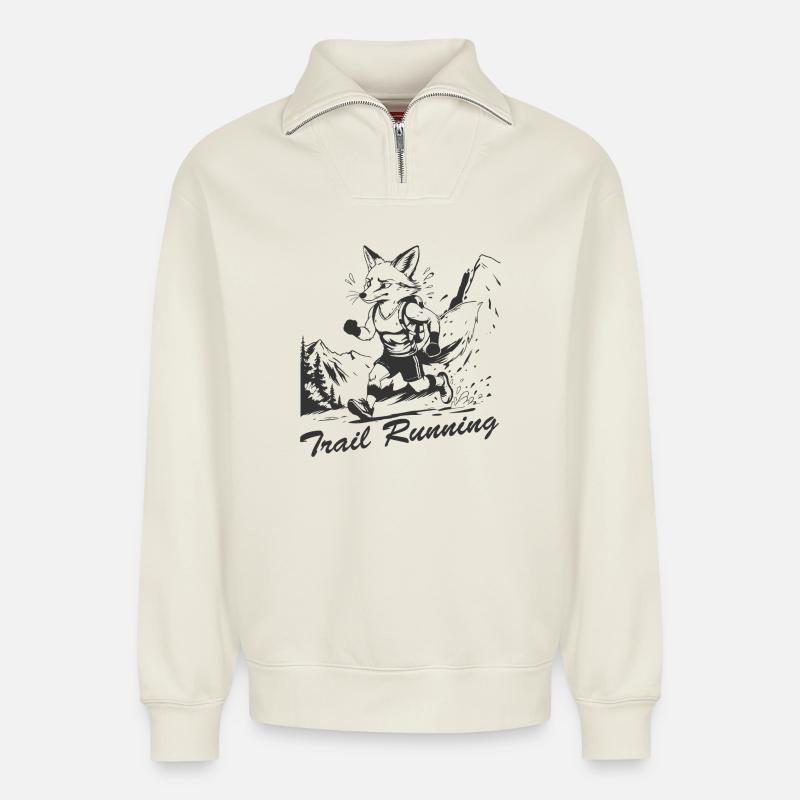 Trail running - Relaxed Unisex Organic Half Zip Sweatshirt – by SPREAD - off white