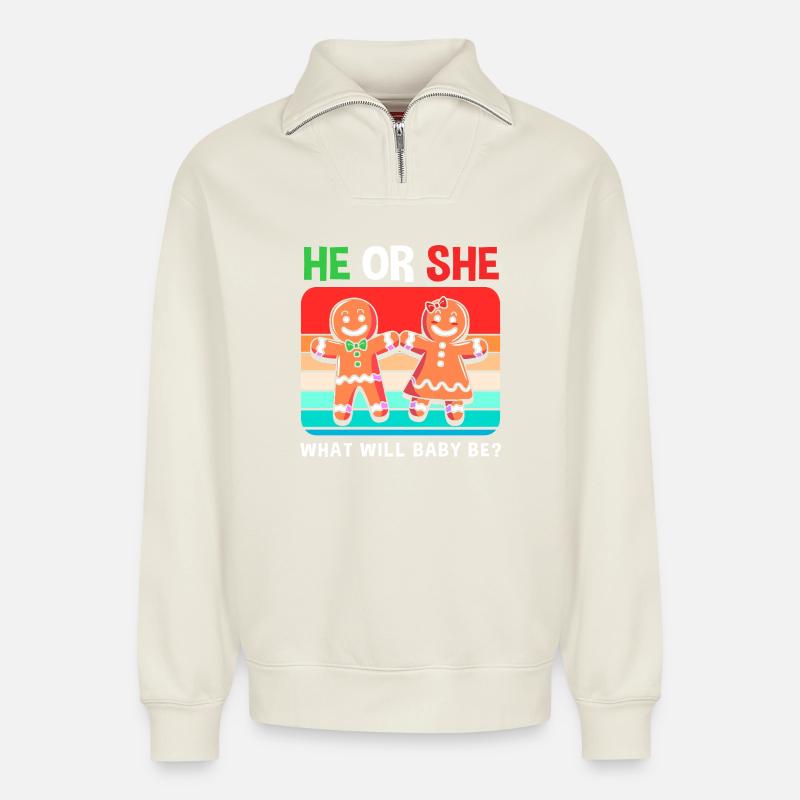 Werdender Papa werdende Väter Weihnachten - Relaxed Unisex Organic Half Zip Sweatshirt – von SPREAD - Naturweiß