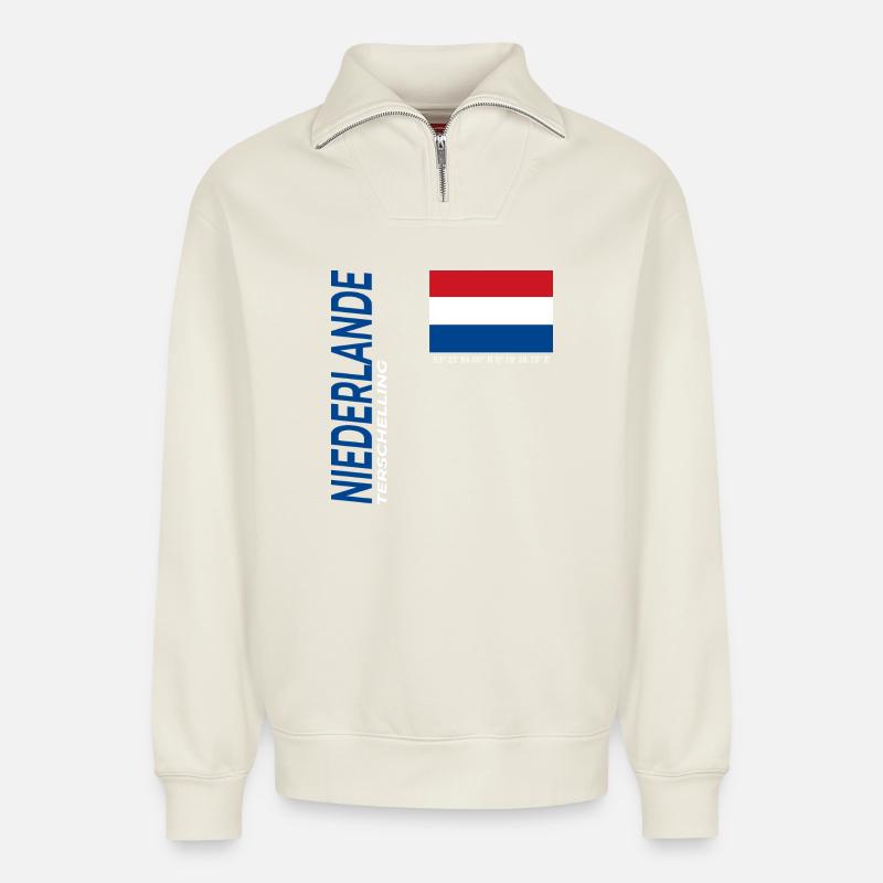 Terschelling - Relaxed Unisex Organic Half Zip Sweatshirt – von SPREAD - Naturweiß