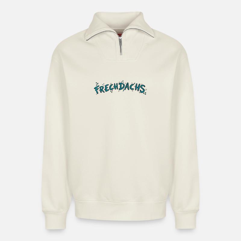 Frechdachs - Relaxed Unisex Organic Half Zip Sweatshirt – von SPREAD - Naturweiß