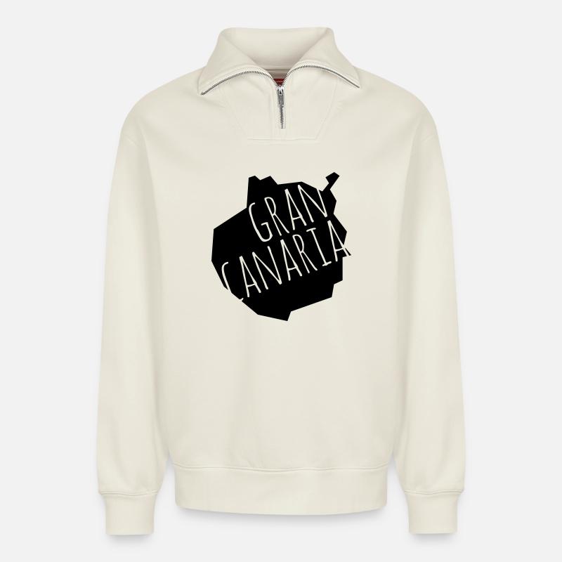 Gran Canaria - Relaxed Unisex Organic Half Zip Sweatshirt – von SPREAD - Naturweiß
