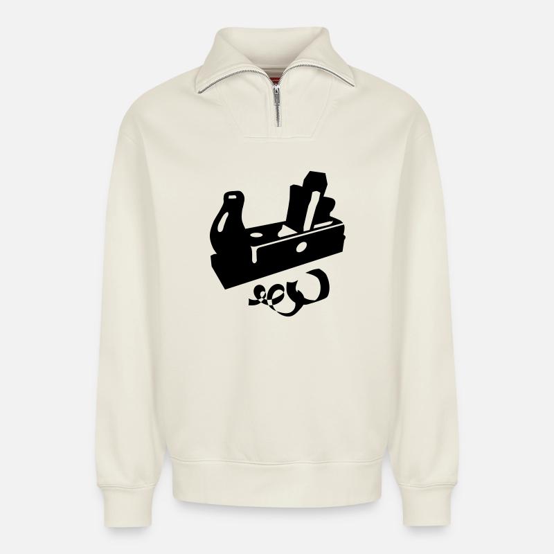 Hobel - Relaxed Unisex Organic Half Zip Sweatshirt – von SPREAD - Naturweiß