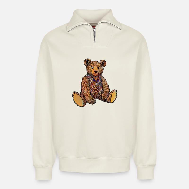 Aquarell Ted - Relaxed Unisex Organic Half Zip Sweatshirt – von SPREAD - Naturweiß