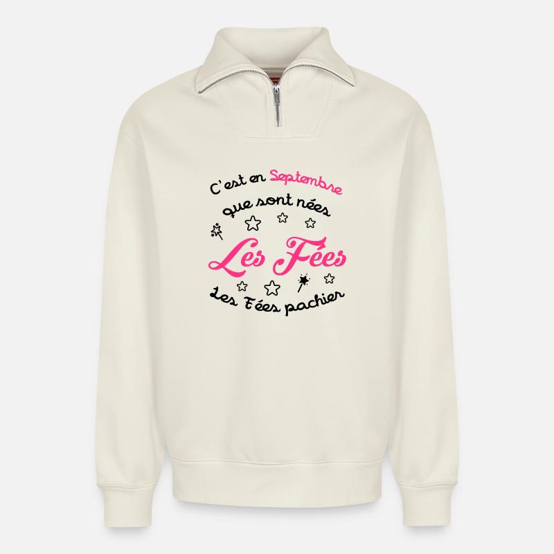 Mädchen / Fee / Prinzessin / Baby - Relaxed Unisex Organic Half Zip Sweatshirt – von SPREAD - Naturweiß