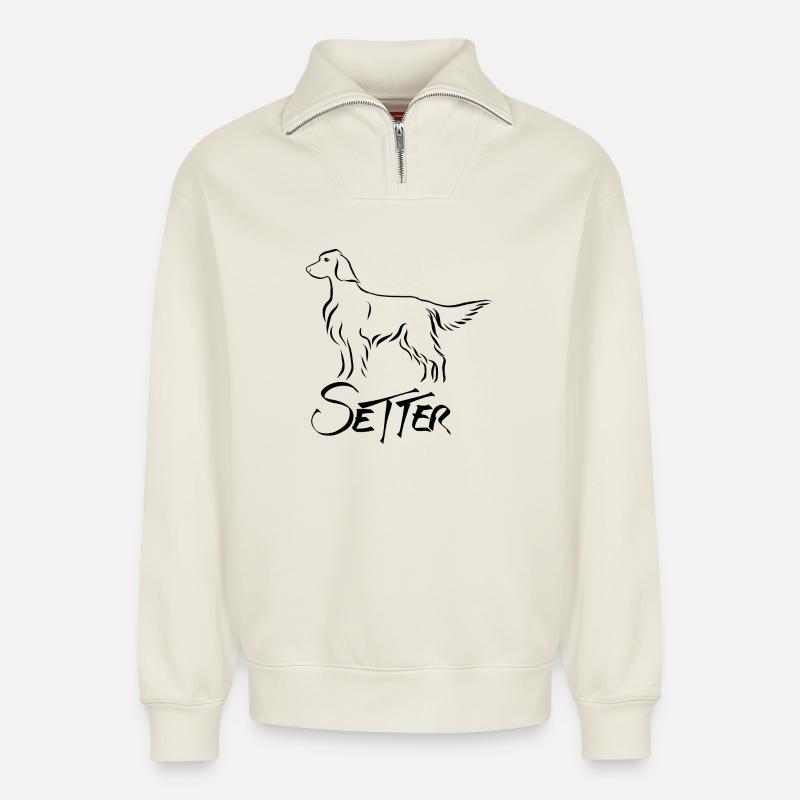 Setter stehend - Relaxed Unisex Organic Half Zip Sweatshirt – von SPREAD - Naturweiß