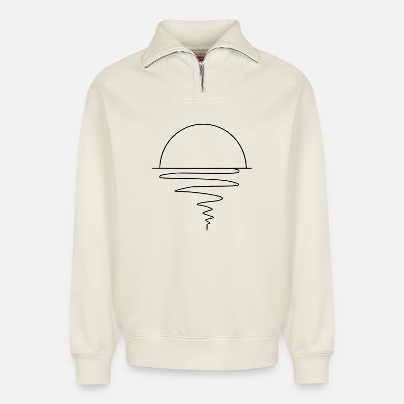 Sunset - Relaxed Unisex Organic Half Zip Sweatshirt – by SPREAD - off white