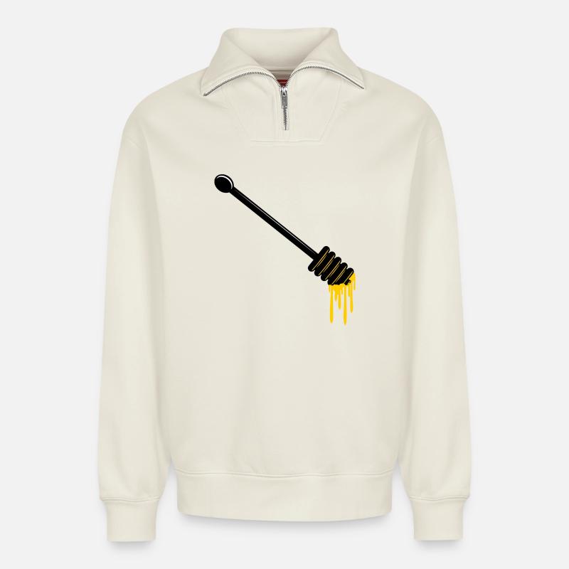 Honiglöffel mit Honig - Relaxed Unisex Organic Half Zip Sweatshirt – von SPREAD - Naturweiß
