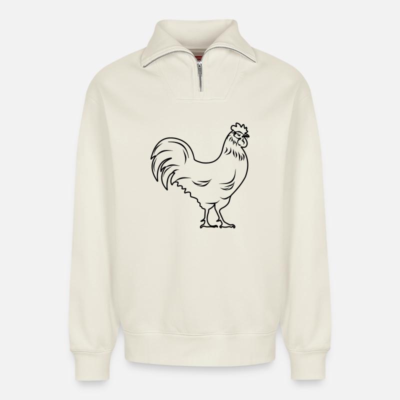 Hahn transparent - Relaxed Unisex Organic Half Zip Sweatshirt – von SPREAD - Naturweiß
