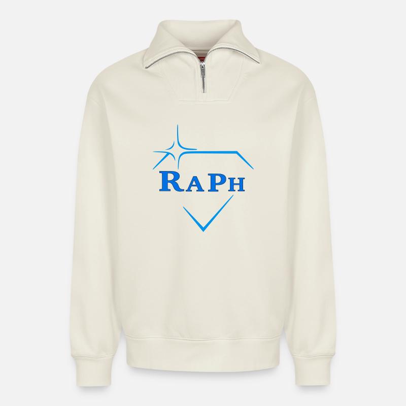 Raph - Sweat unisexe décontracté en coton biologique à demi-zip – de SPREAD - blanc cassé