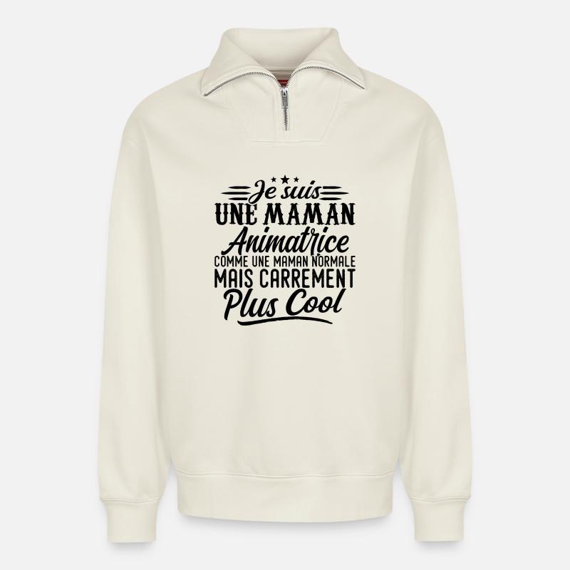 Gastmutter: normal, aber knallharter - Relaxed Unisex Organic Half Zip Sweatshirt – von SPREAD - Naturweiß