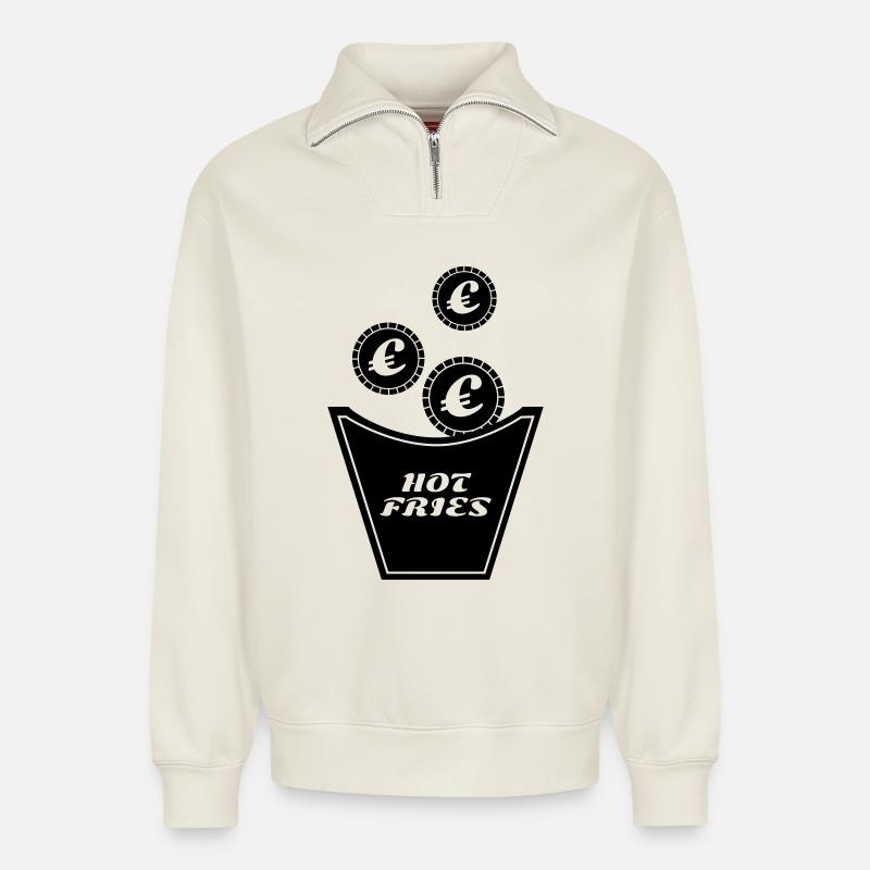 Teure Pommes - Relaxed Unisex Organic Half Zip Sweatshirt – von SPREAD - Naturweiß