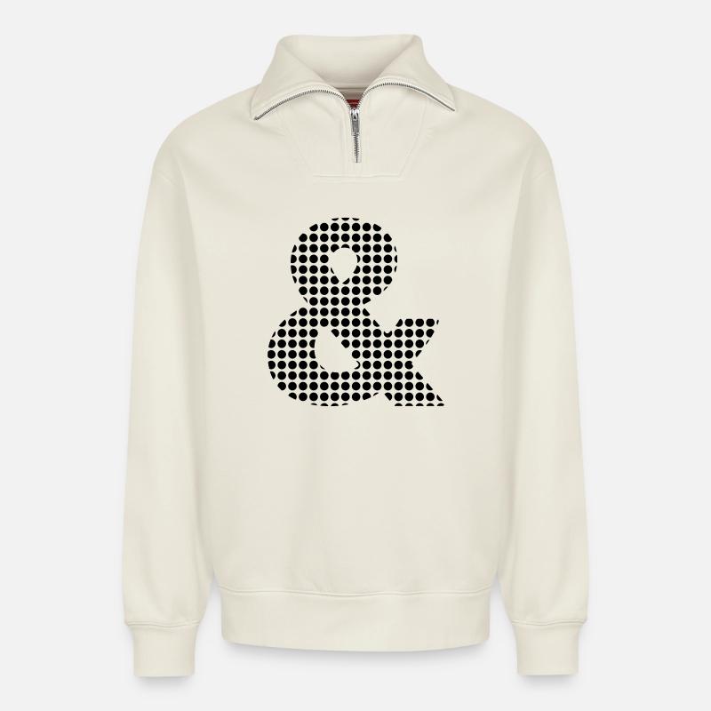 ampersand - Relaxed Unisex Organic Half Zip Sweatshirt – von SPREAD - Naturweiß