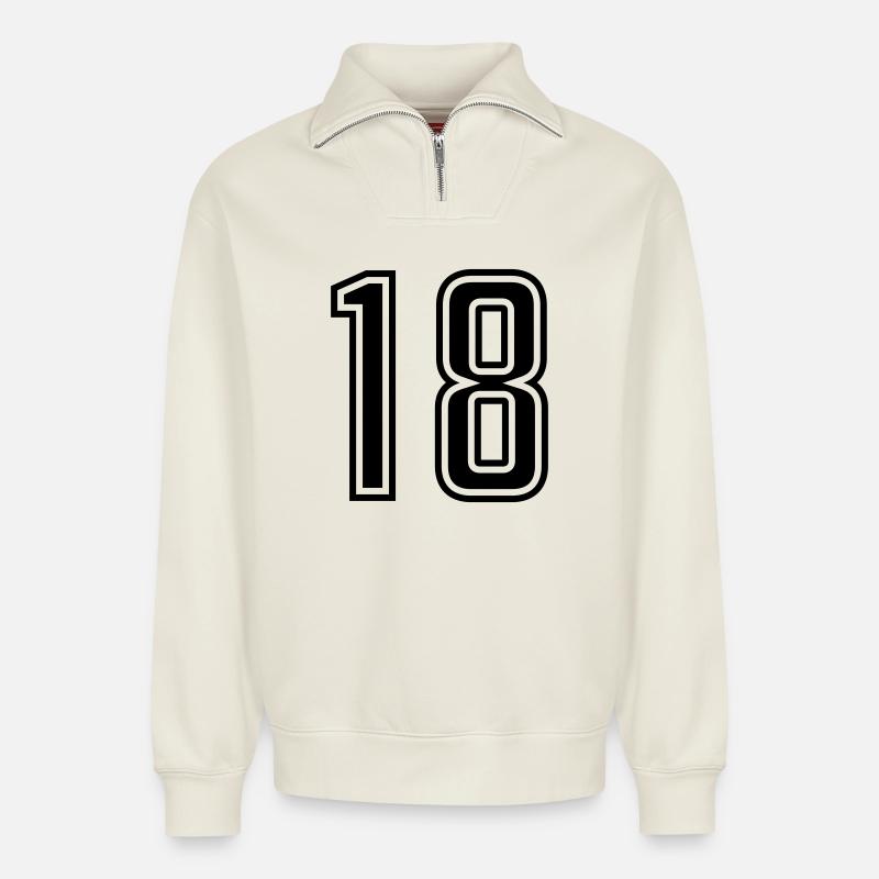 18 - Relaxed Unisex Organic Half Zip Sweatshirt – by SPREAD - off white