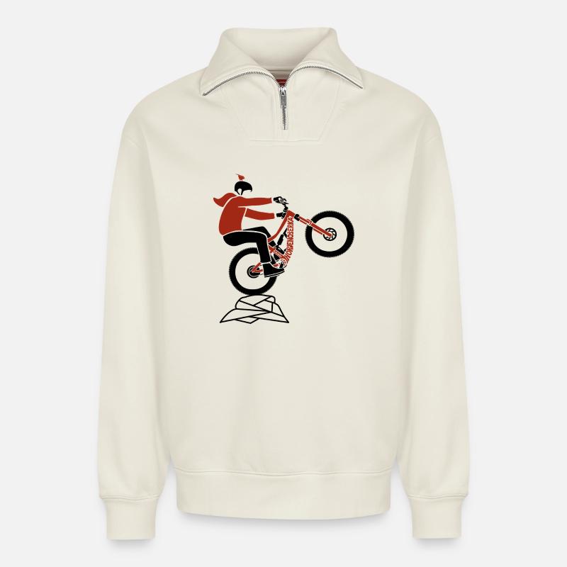 HORJENOŠERKA - Relaxed Unisex Organic Half Zip Sweatshirt – von SPREAD - Naturweiß