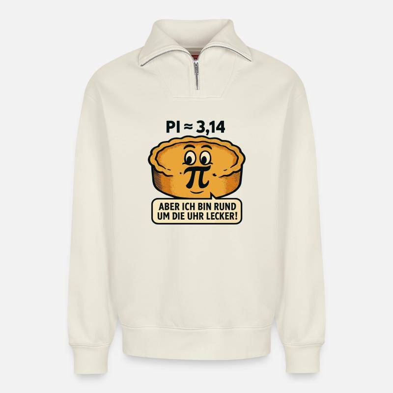 Pi-Day-Mathe-Kuchen - Relaxed Unisex Organic Half Zip Sweatshirt – von SPREAD - Naturweiß