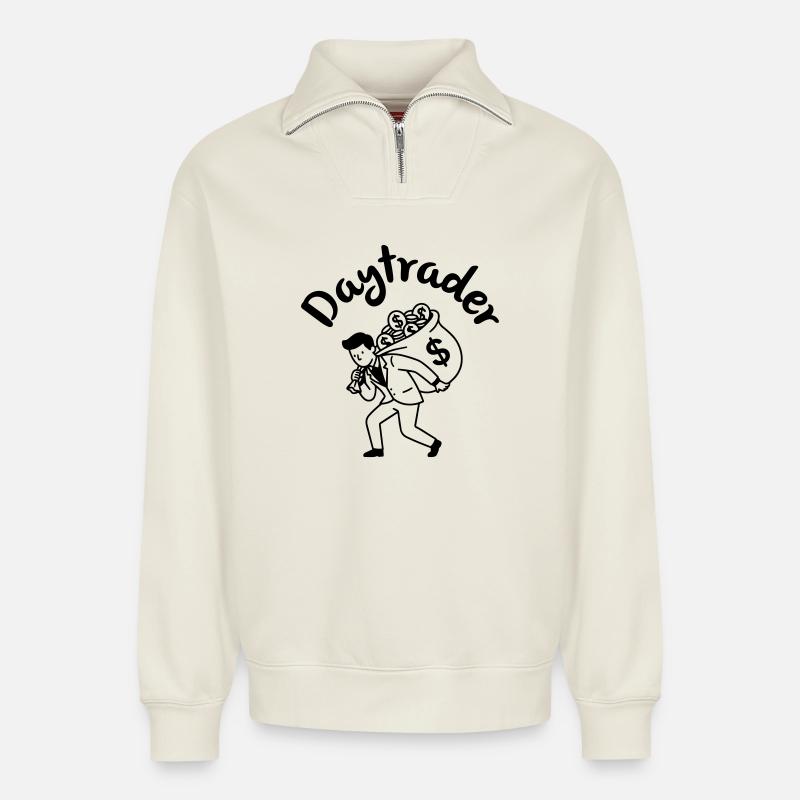 Daytrader - Relaxed Unisex Organic Half Zip Sweatshirt – von SPREAD - Naturweiß