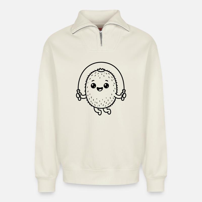 Kiwi niedlich - Relaxed Unisex Organic Half Zip Sweatshirt – von SPREAD - Naturweiß