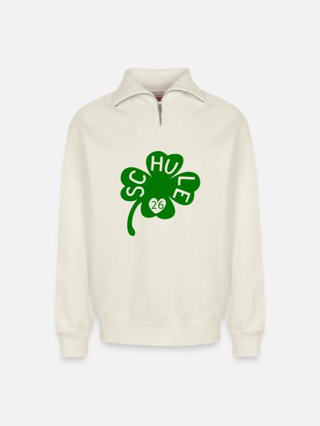 Schule 26 Kleeblatt - Relaxed Unisex Organic Half Zip Sweatshirt – von SPREAD - Naturweiß