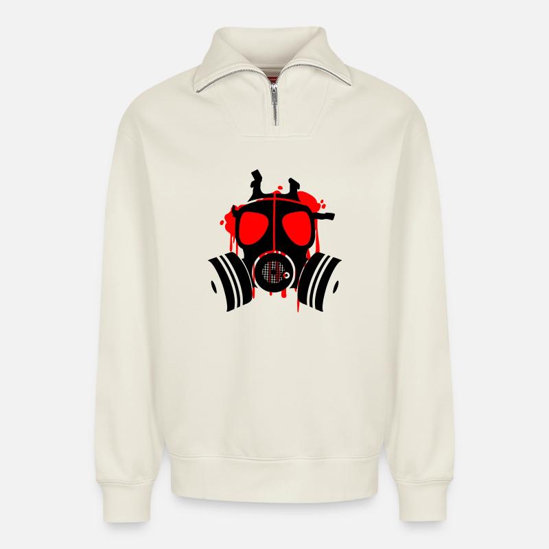 death is everywhere - Relaxed Unisex Organic Half Zip Sweatshirt – by SPREAD - off white