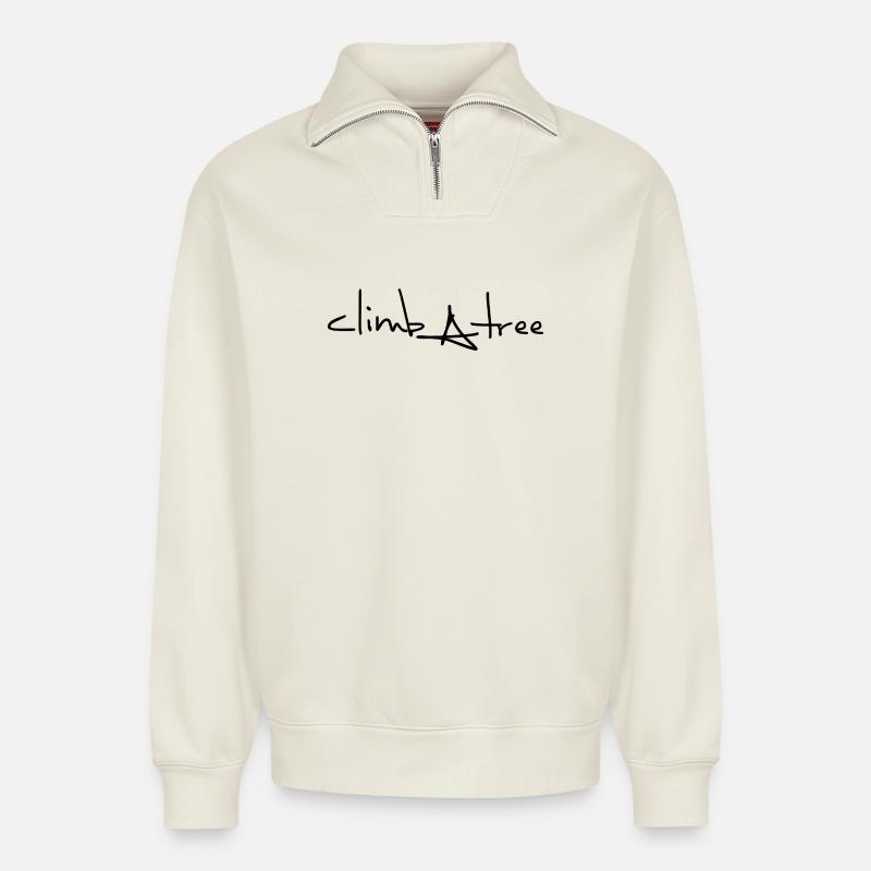 climbAtree - Relaxed Unisex Organic Half Zip Sweatshirt – von SPREAD - Naturweiß