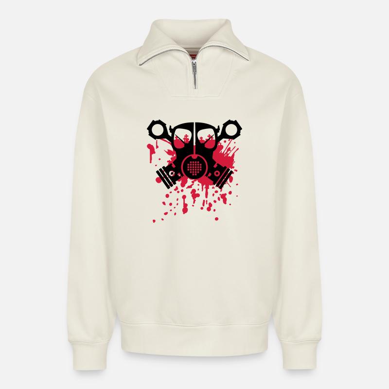 unlimited skull - Relaxed Unisex Organic Half Zip Sweatshirt – von SPREAD - Naturweiß