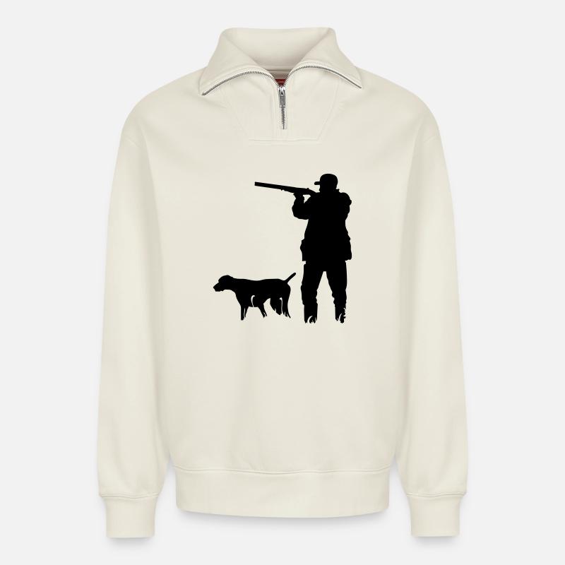 Jäger - Relaxed Unisex Organic Half Zip Sweatshirt – von SPREAD - Naturweiß