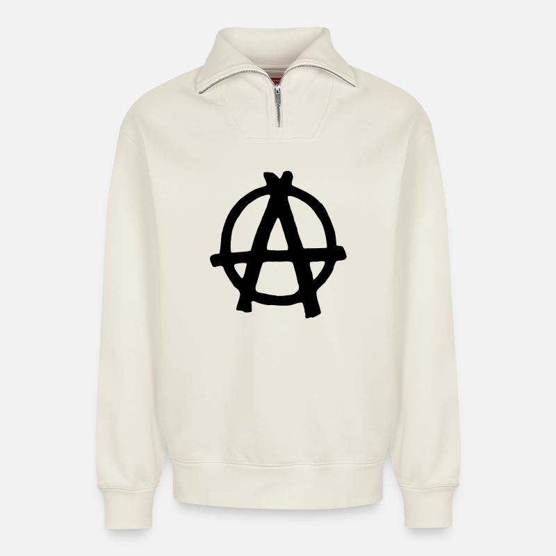 Anarchy - Relaxed Unisex Organic Half Zip Sweatshirt – von SPREAD - Naturweiß
