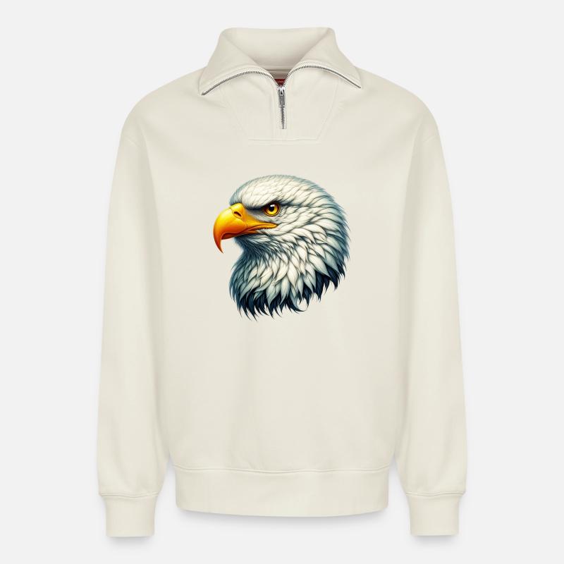 Adler - Relaxed Unisex Organic Half Zip Sweatshirt – von SPREAD - Naturweiß