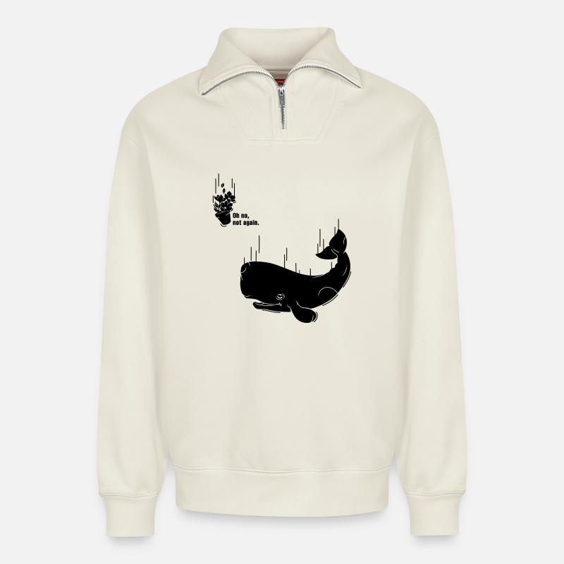 Petunia & Whale - Relaxed Unisex Organic Half Zip Sweatshirt – von SPREAD - Naturweiß