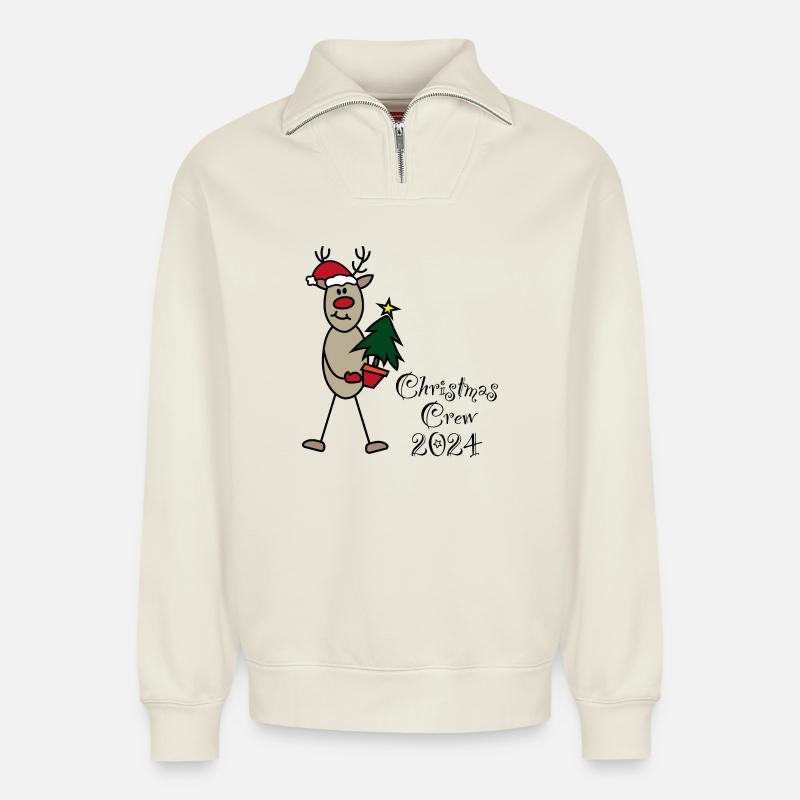 Christmas Crew 2024 - Relaxed Unisex Organic Half Zip Sweatshirt – von SPREAD - Naturweiß