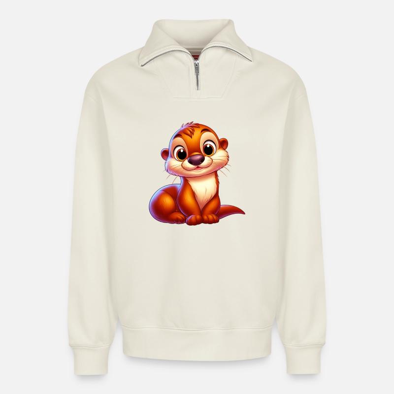 Otter - Relaxed Unisex Organic Half Zip Sweatshirt – von SPREAD - Naturweiß