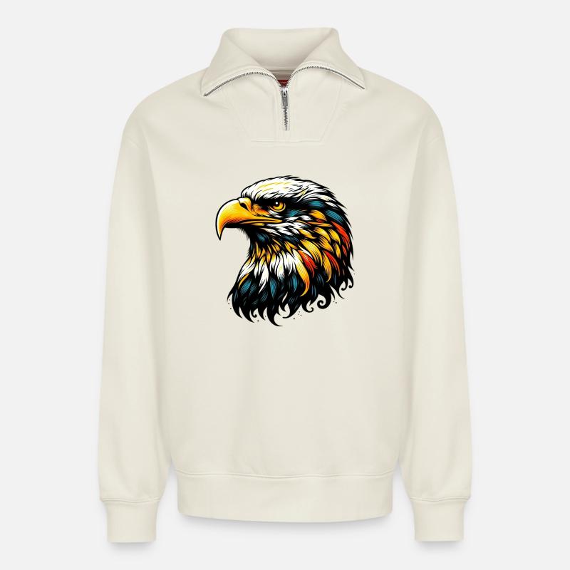 Adler - Relaxed Unisex Organic Half Zip Sweatshirt – von SPREAD - Naturweiß