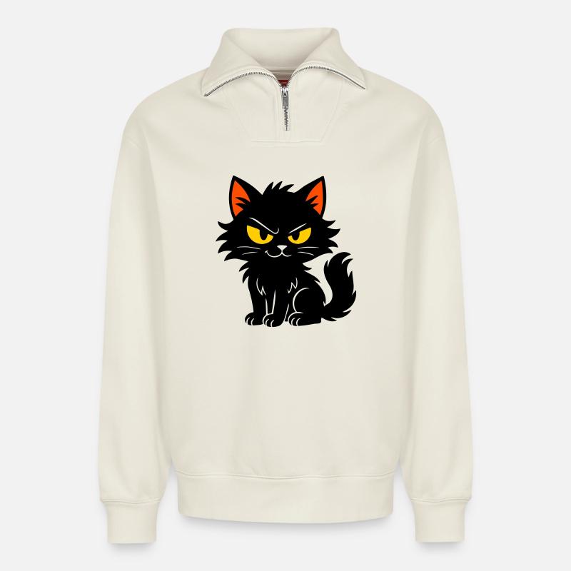 Sweet kitten - Relaxed Unisex Organic Half Zip Sweatshirt – by SPREAD - off white