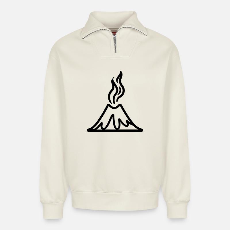Volcan - Sweat unisexe décontracté en coton biologique à demi-zip – de SPREAD - blanc cassé